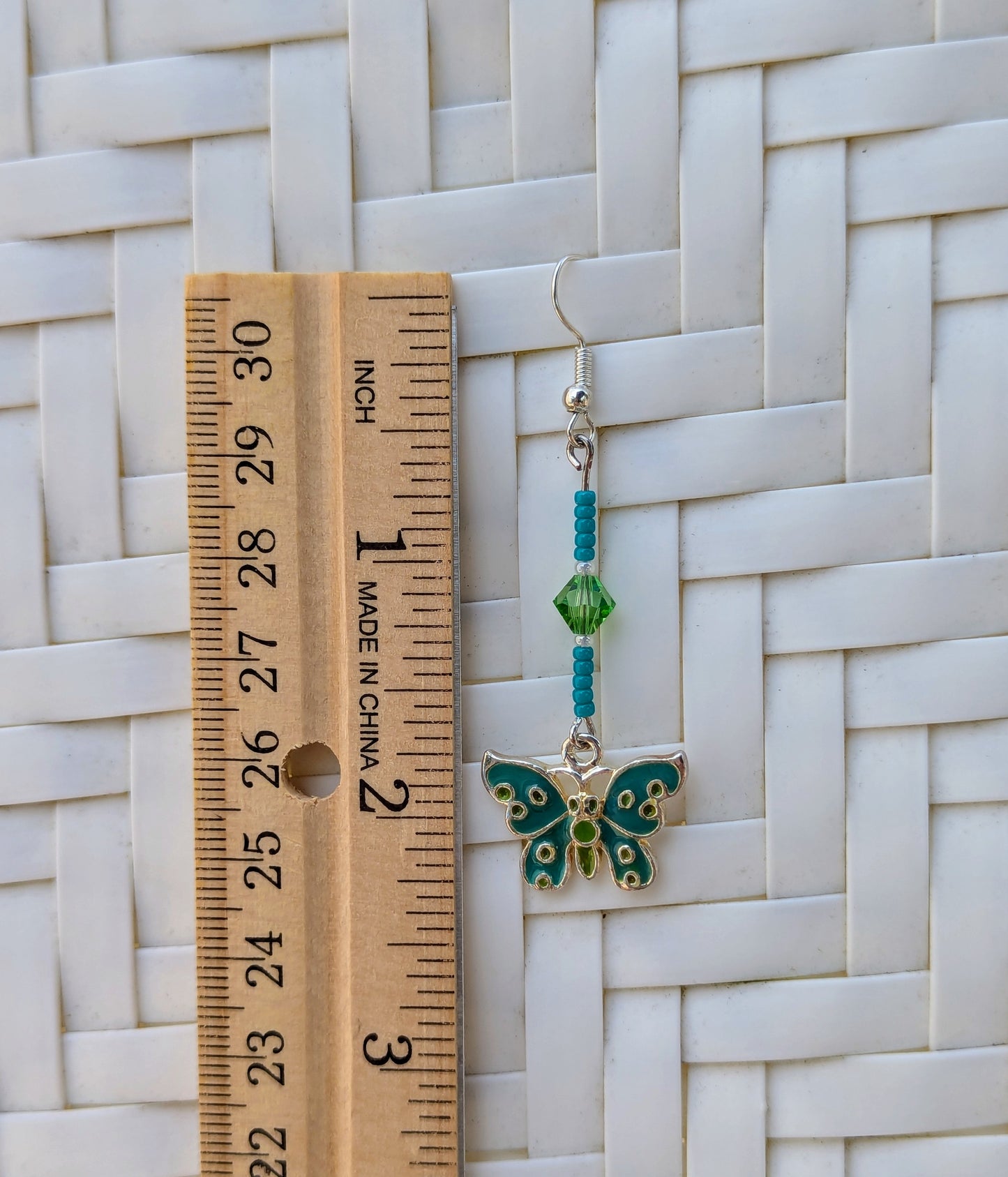 Teal and Green butterfly earrings